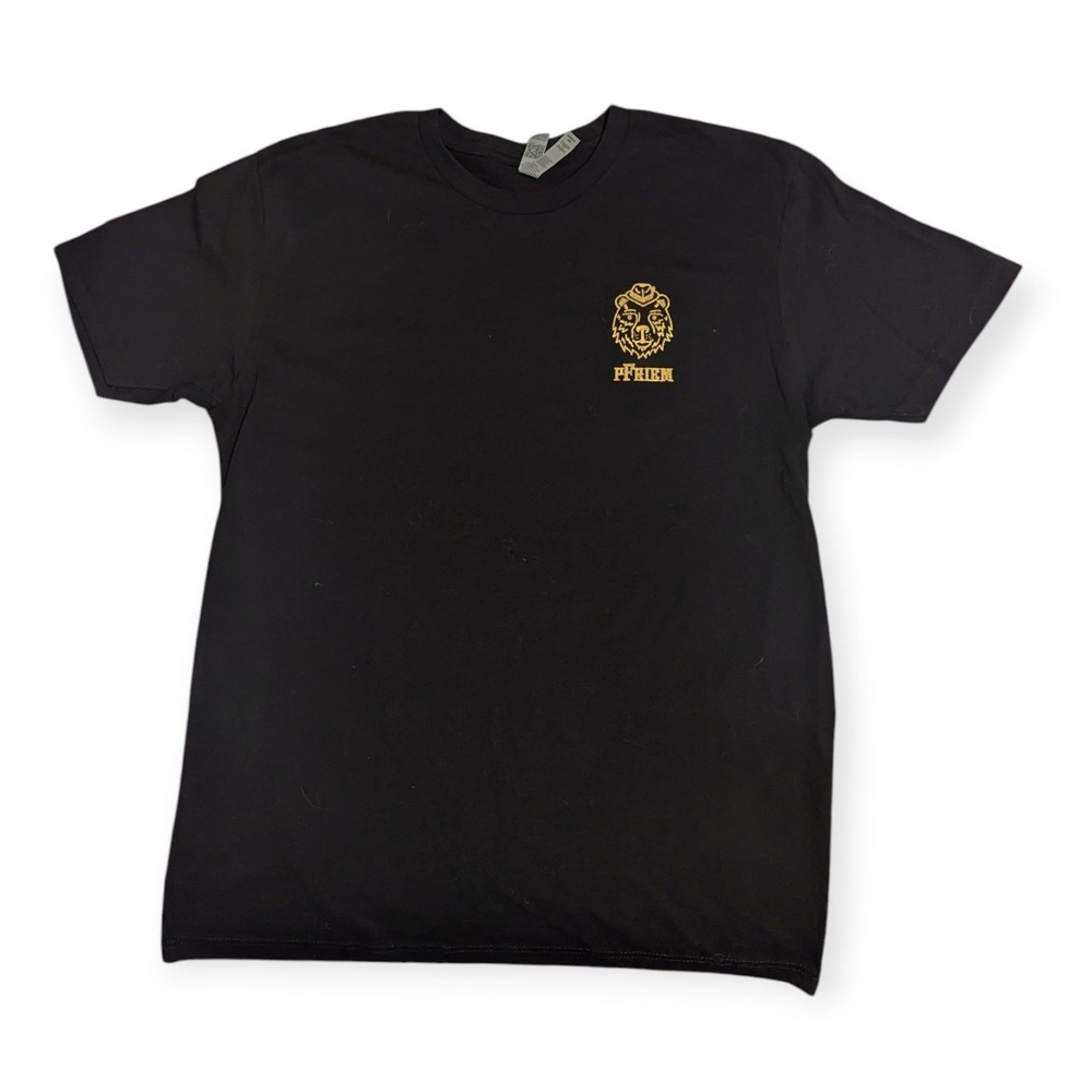 pFriem Family Brewers Black Graphic T-Shirt Gold Bear Logo Mens‎ Medium Cotton